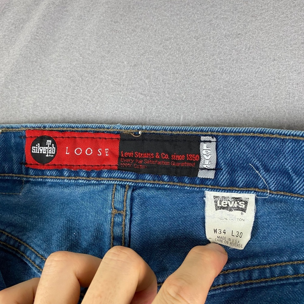Vintage Levis Jeans 34x30 (Actual 33x29) Blue SilverTab Loose Baggy Made In USA - Picture 5 of 16